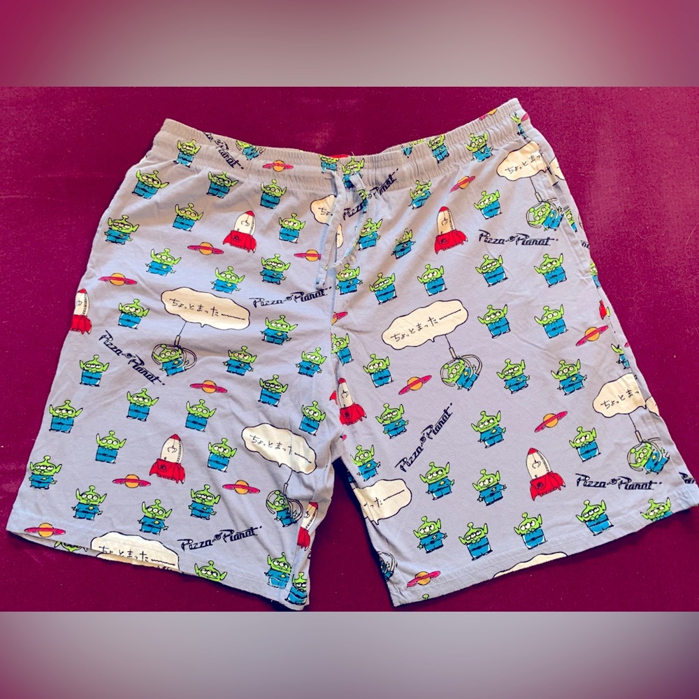 Disney Pixar Toy Story Aliens purple boxer pajama shorts w/ button fly, size XL